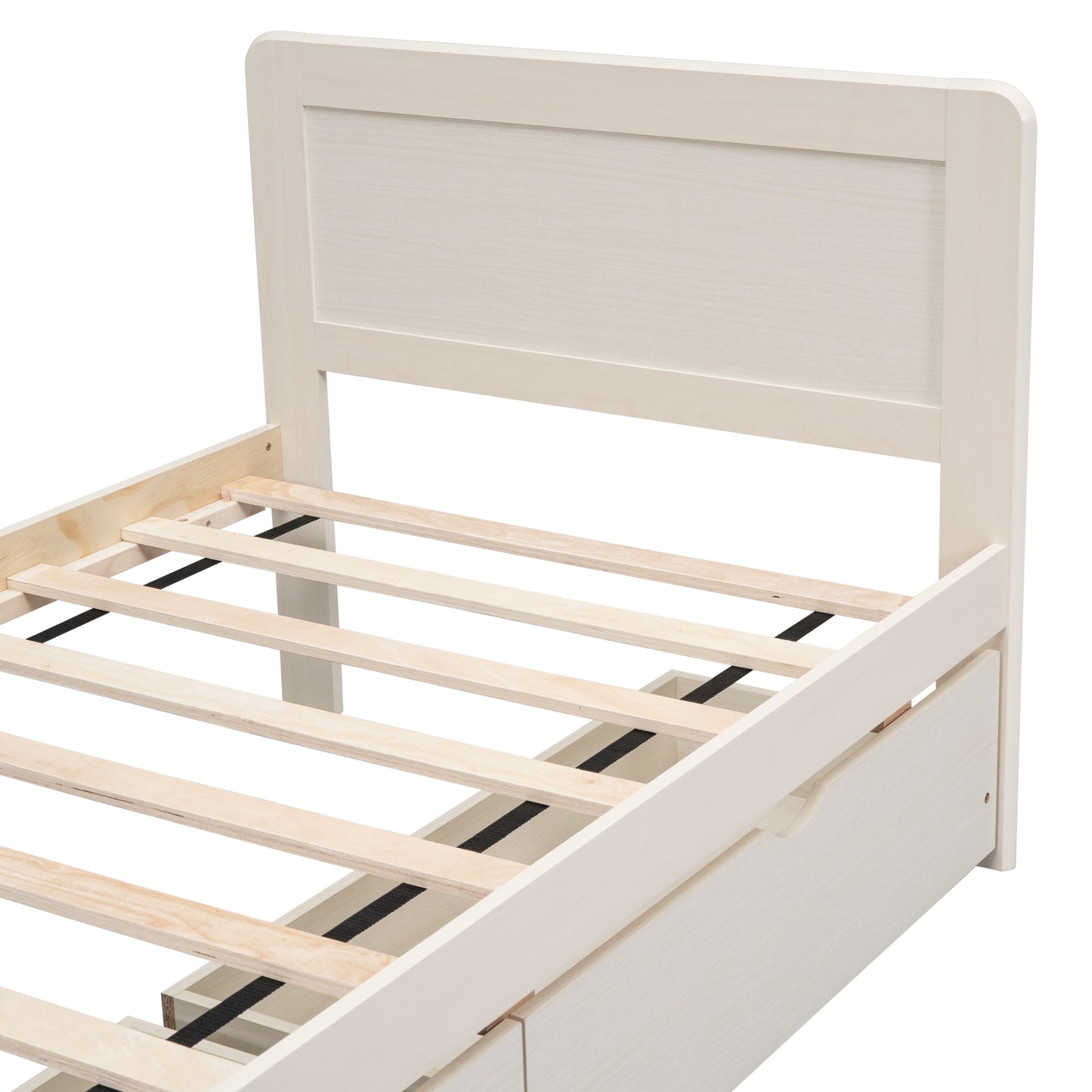 Neki Twin Size Platform Bed Frame with 2 Drawers - White