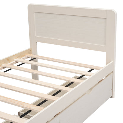 Neki Twin Size Platform Bed Frame with 2 Drawers - White