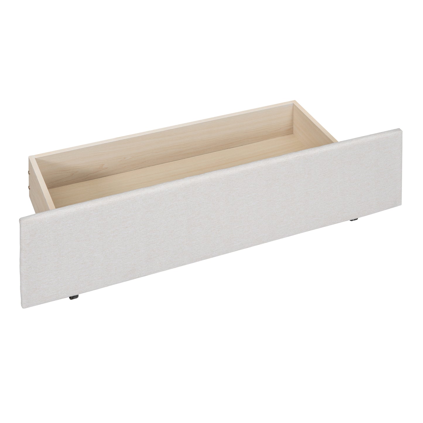 Novy Queen Size Platform Bed with Twin XL Size Trundle - Beige