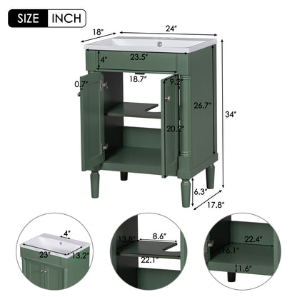 Modern Storage Bathroom Vanity with Top Sink