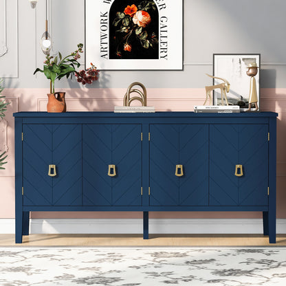Briony Geometric Line Patterns Sideboard Buffet - Navy Blue