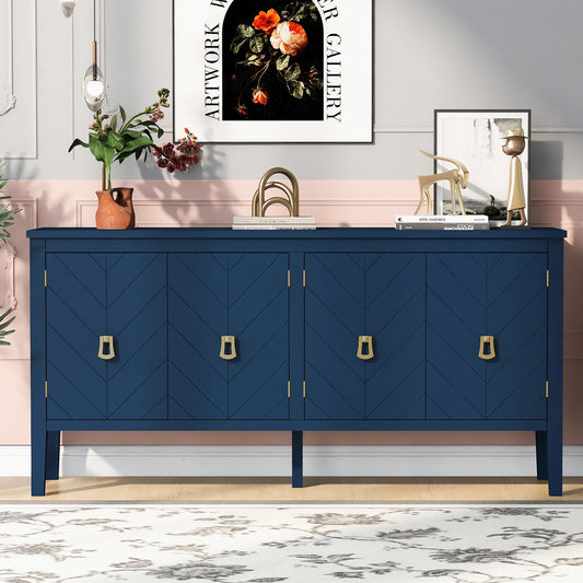 Briony Geometric Line Patterns Sideboard Buffet - Navy Blue