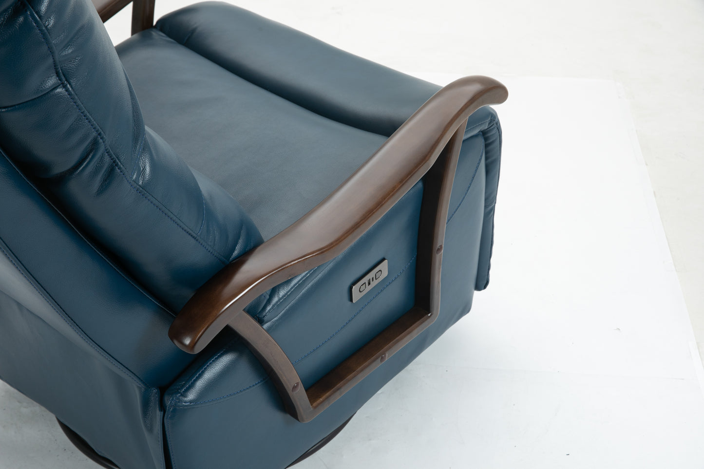 Berry Swivel Rocker Recliner Power Glider Chair with Solid Wood Armrests - Blue