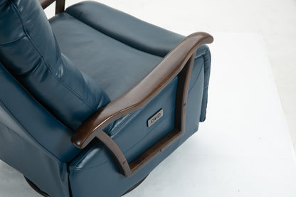 Berry Swivel Rocker Recliner Power Glider Chair with Solid Wood Armrests - Blue