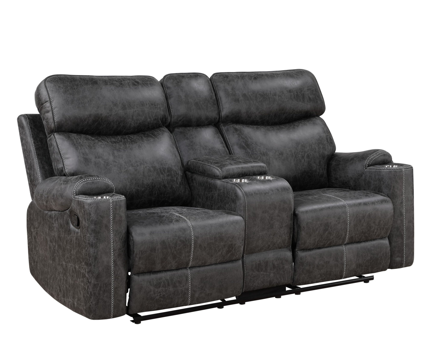 ACME Hirah Motion Loveseat w/Console & USB Port, Dark Gray Polish Microfiber LV02571