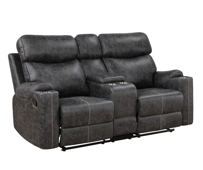 ACME Hirah Motion Loveseat w/Console & USB Port, Dark Gray Polish Microfiber LV02571