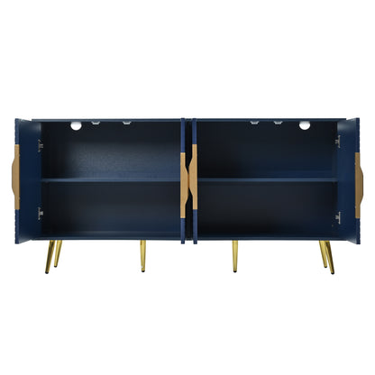 Aida Wave Geometric Design Sideboard Buffet - Navy Blue