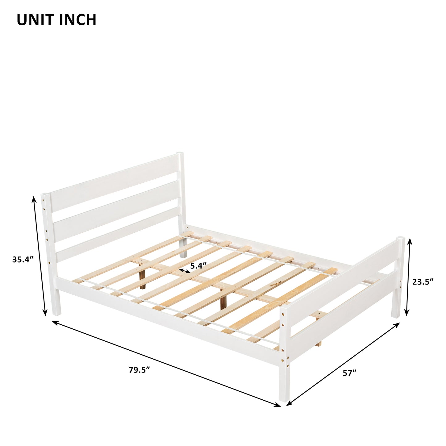 Saba Full Size Platform Bed Frame - White