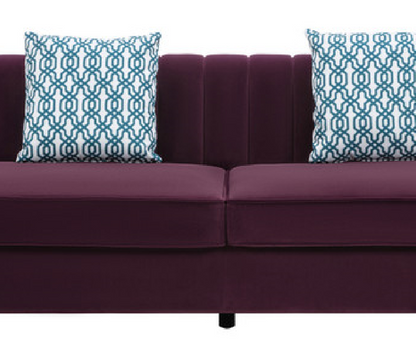 Maddie Velvet 5-Seater Sectional Sofa with Storage Ottoman - Purple