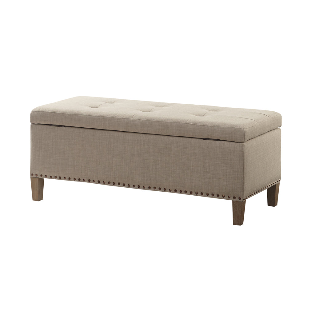 Shandra II Tufted Top Storage Bench - Taupe