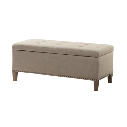 Shandra II Tufted Top Storage Bench - Taupe