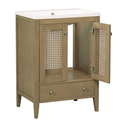 Rattan 24" Bathroom Vanity with Ceramic Basin