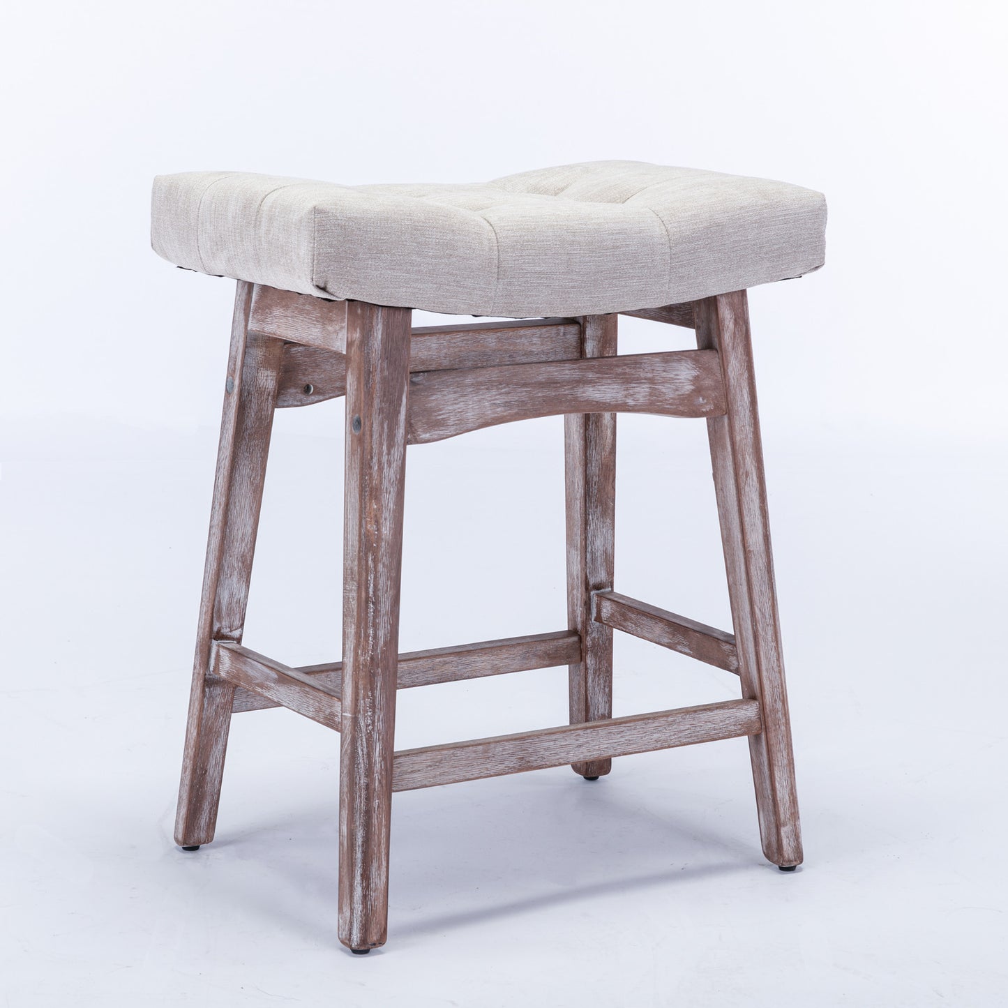 Farmhouse Counter Stools Height 25" -  Beige Set of 2