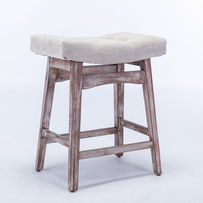 Farmhouse Counter Stools Height 25" -  Beige Set of 2
