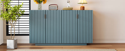 Lyons 4 Wavy Doors Ample Storage Space Sideboar - Teal
