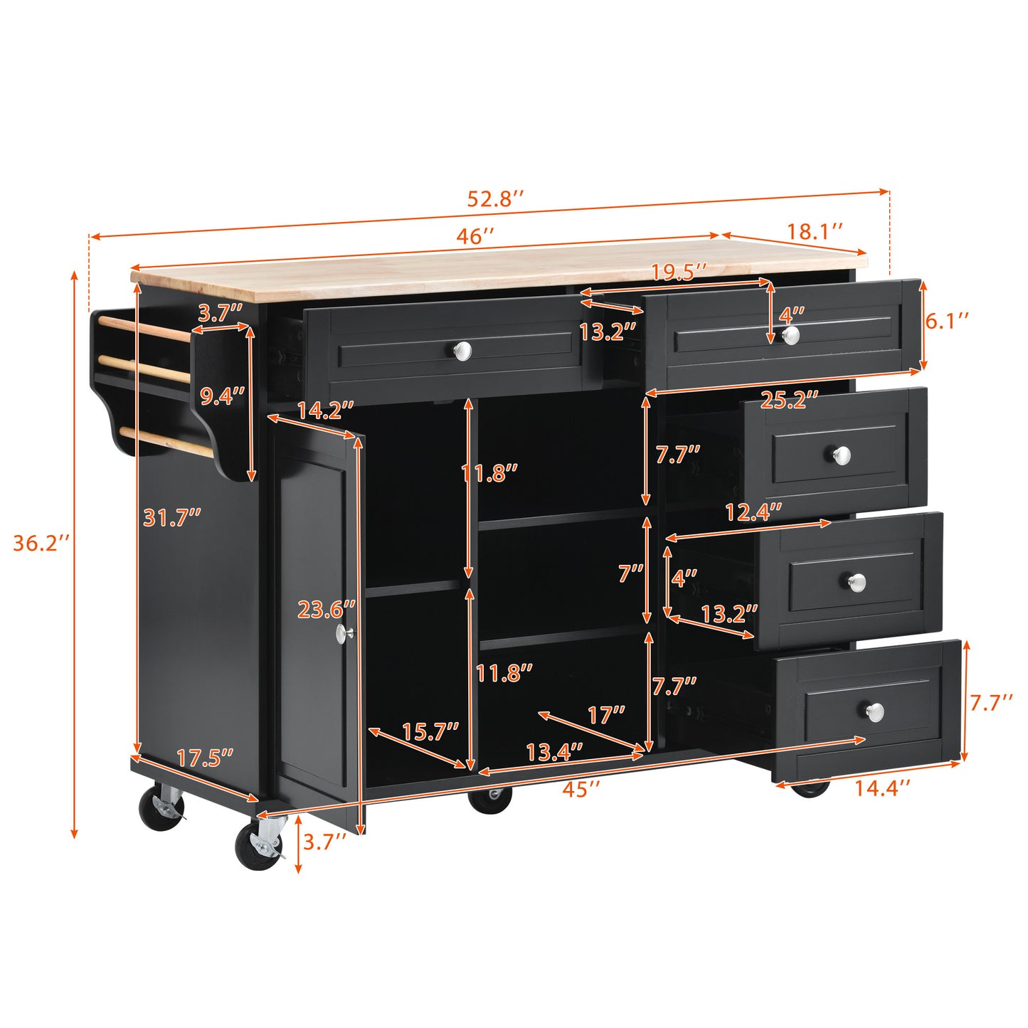 Pantry Mate Kitchen Cart - Black