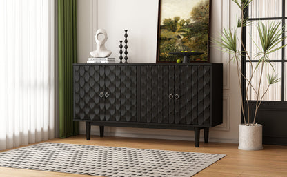 Celeste Convex Pattern Doors Sideboard Buffet - Black