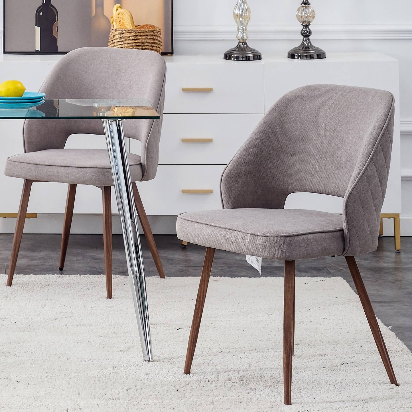 Spencer Dining Chairs with Metal Leg (Set of 4) - Gray