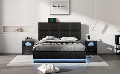 Lino Full Size PU Storage Bed w Hydraulic System - Black