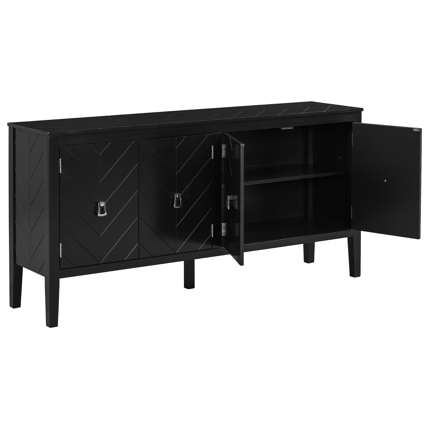Briony Geometric Line Patterns Sideboard Buffet - Black
