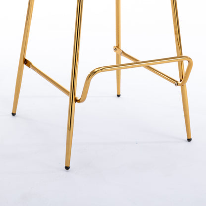 Retro Luxury Velvet  High Bar Stool  - Gray Set of 2