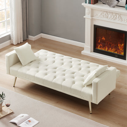 Coney Convertible Folding Futon Sofa Bed - Cream White