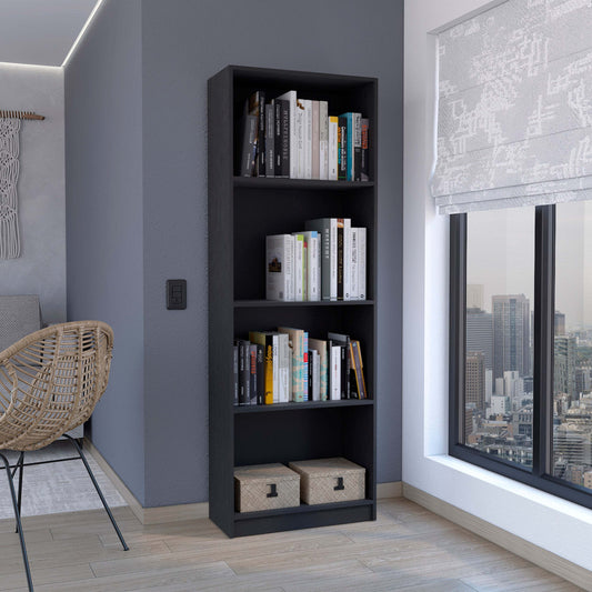 Abo Bookcase Cabinet with 4-Shelf - Black