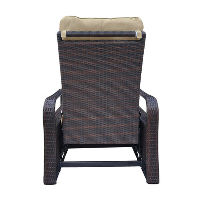 Parson Outdoor Adjustable Wicker Lounge Recliner Chair - Khaki