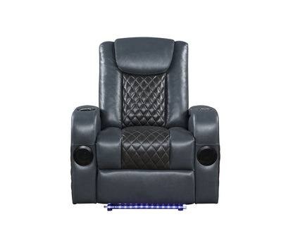 Alair Power Motion Recliner w/Bluetooth Speaker - Blue+Black