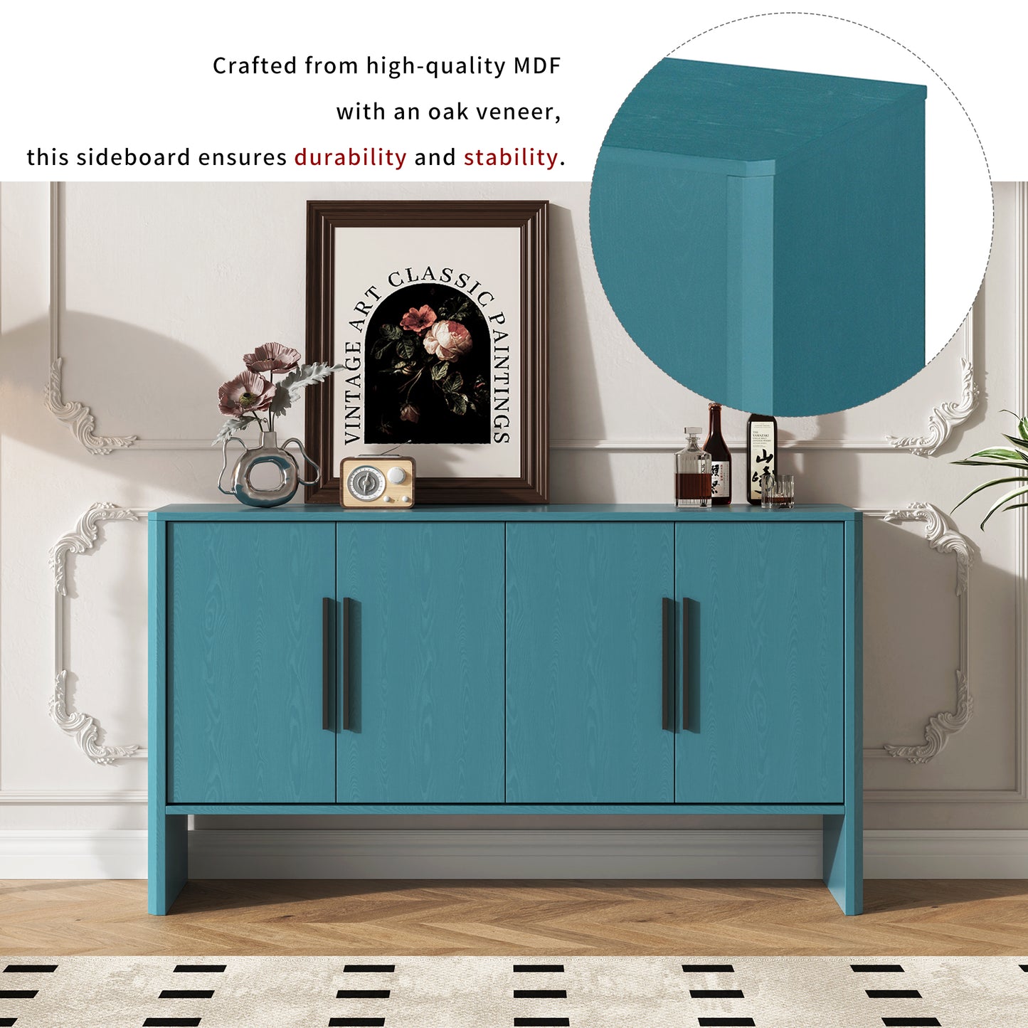 Miya Retro Sideboard Buffet - Teal