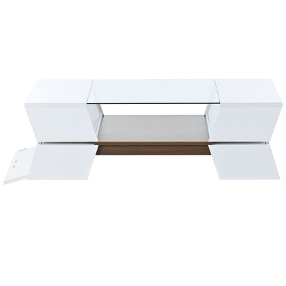 Geo Storage Glass-Top Coffee Table - White