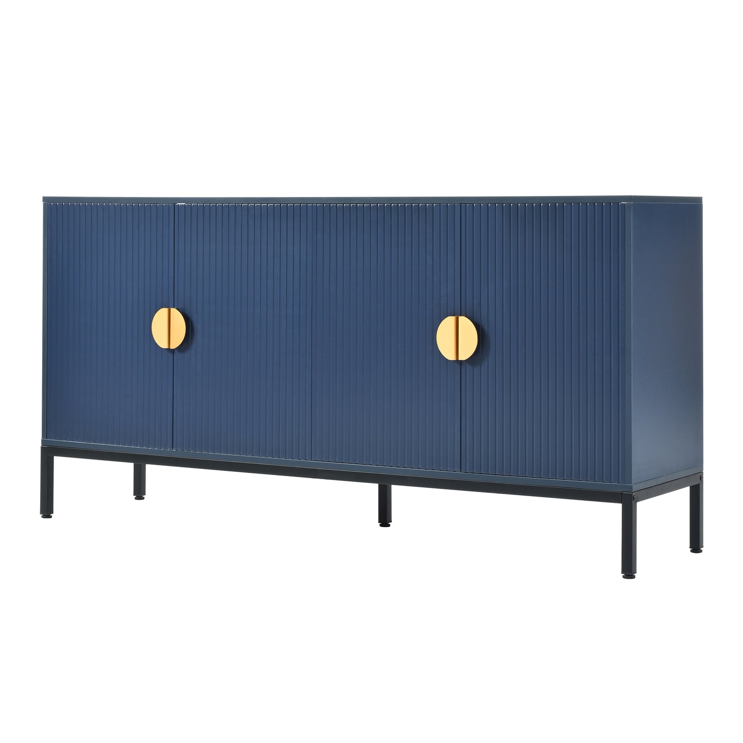 Exquisite Vertical-Striped Four-Door Sideboard - Navy Blue
