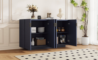 Lyons 4 Wavy Doors Ample Storage Space Sideboar - Navy Blue