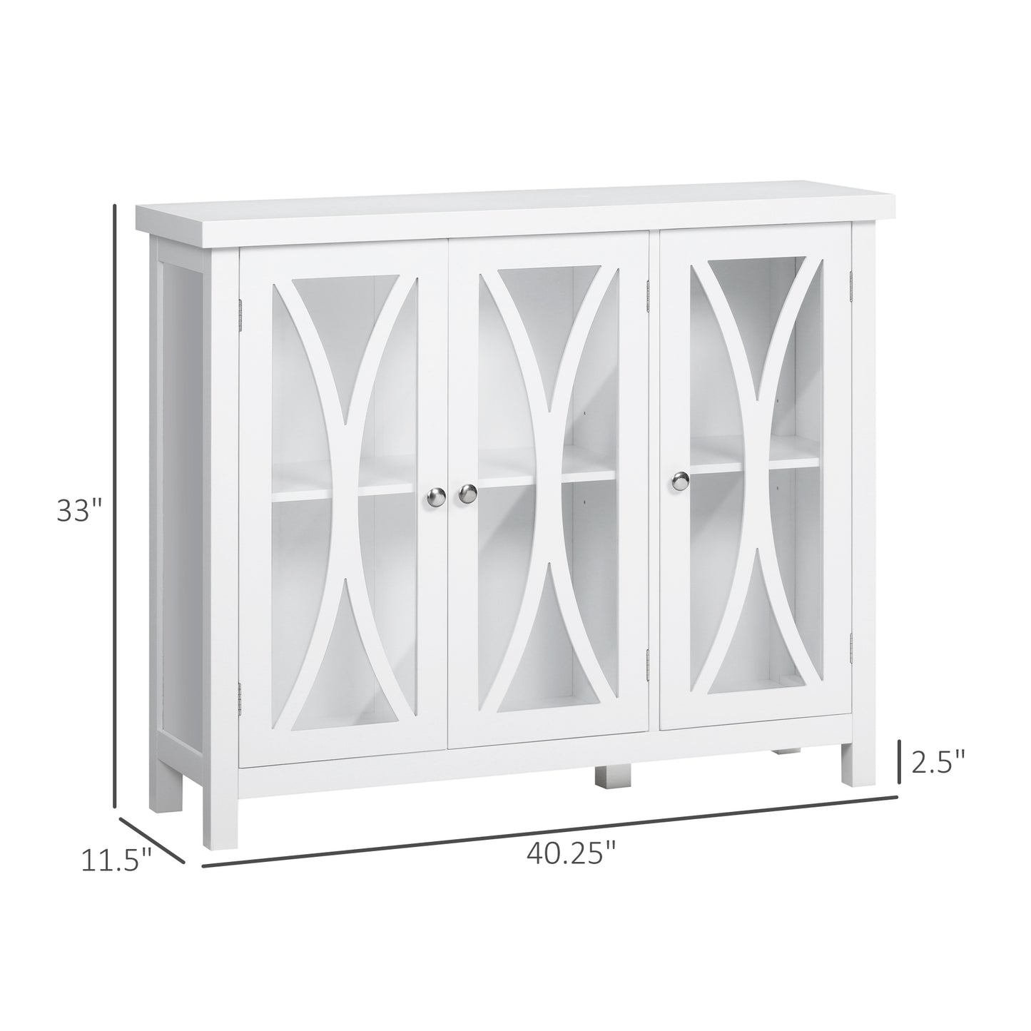 Arc Pattern Sideboard Buffet - White