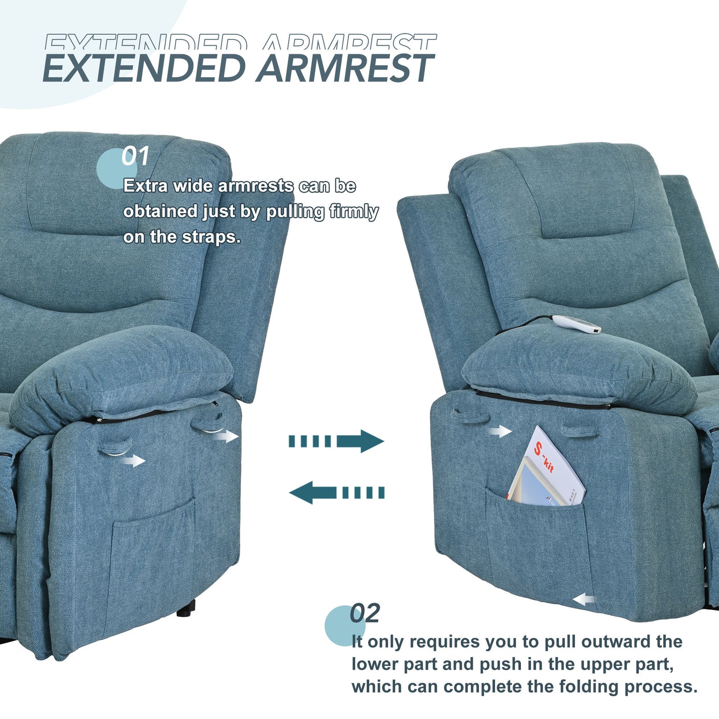 Celestial Power Lift Massage Recline Chair - Blue