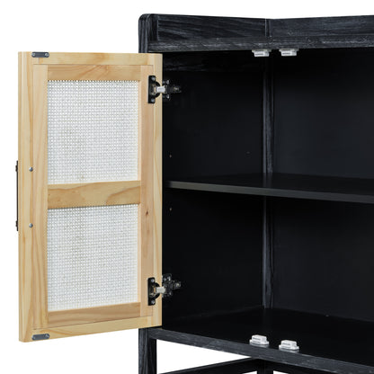 Hana Rattan Doors Sideboard Buffet - Black