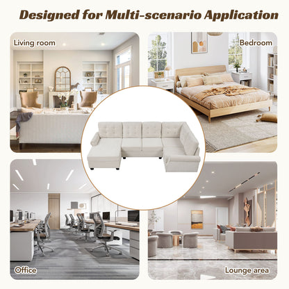 Aisha Modern U-Shaped Corner Sectional Sofa - Beige