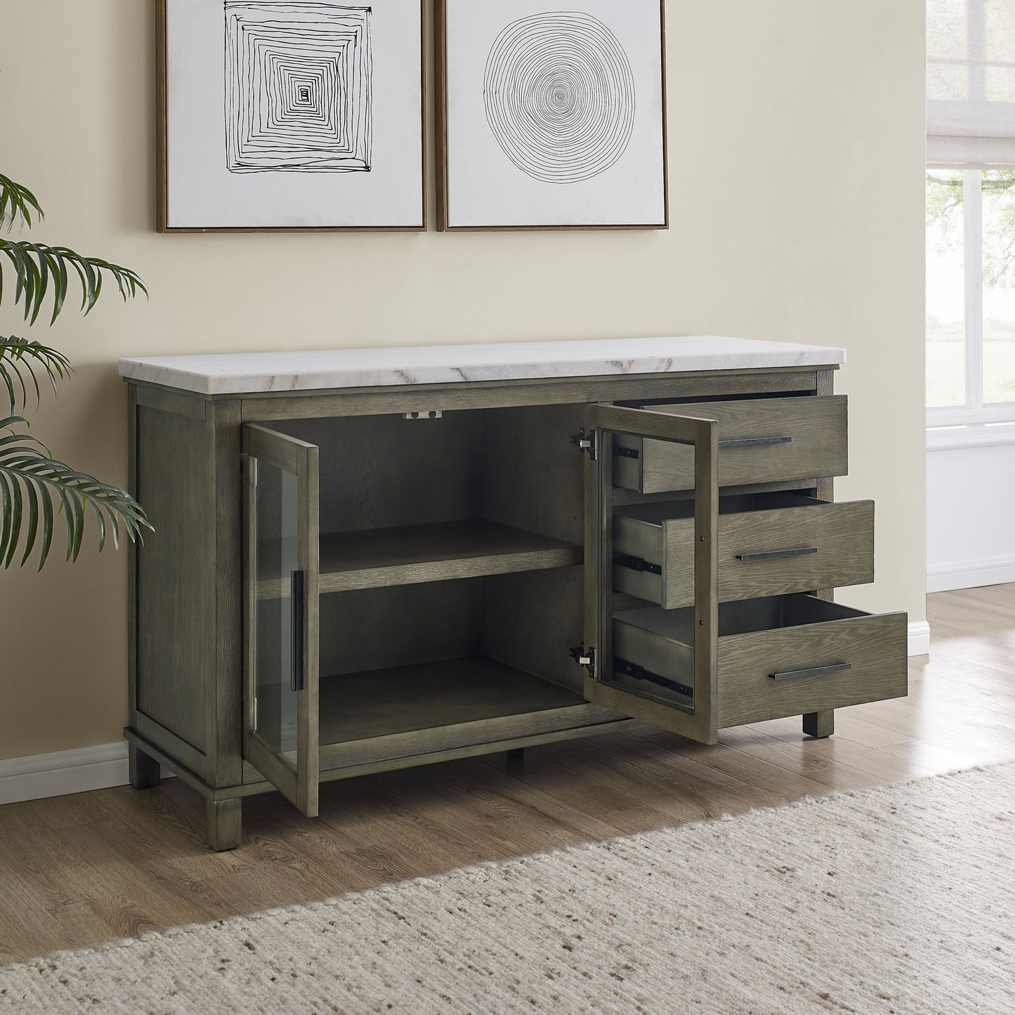 Grayson White Marble Top Server