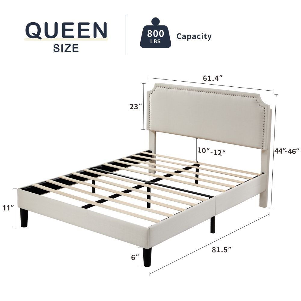 Solanas Queen Size Platform Bed Frame - Beige
