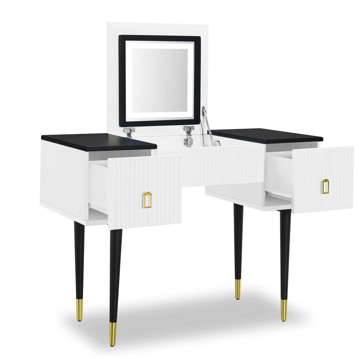 Marble Glow Makeup Vanities Table Set -   White and Black