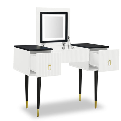 Marble Glow Makeup Vanities Table Set -   White and Black