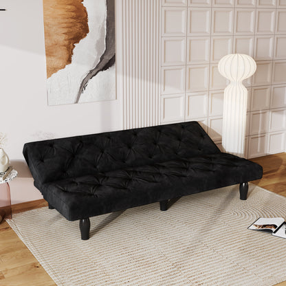Giza Convertible Velvet Sofa Bed - Green - Matt Black