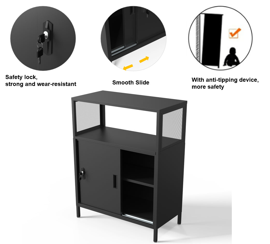 Boone Steel Storage Cabinets - Black