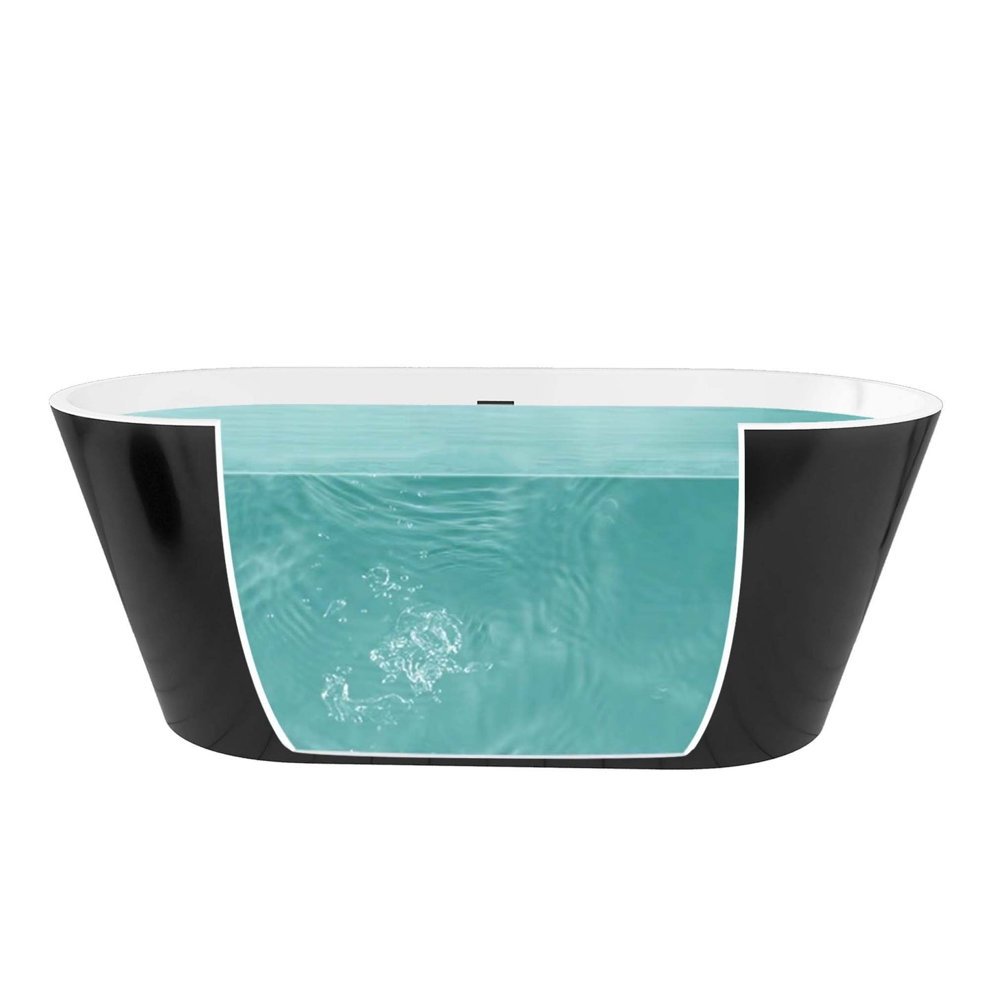 Madison 59" Minimalist  Acrylic Freestanding Soaking Bathtub  -  Gloss Black