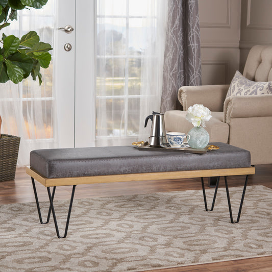 Mejia Fabric Upholstered Bench - Slate