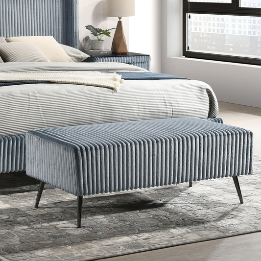 Mavela Corduroy Upholstery Bench - Blue