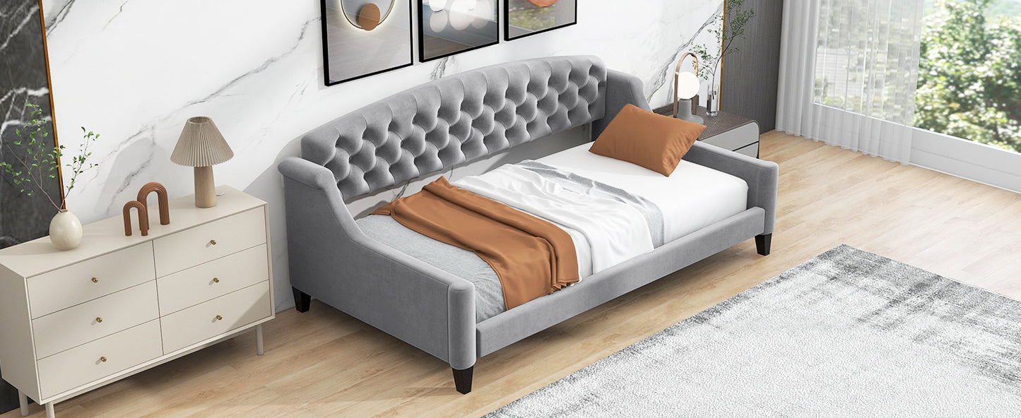 AF Luxury Tufted Button Twin Size Daybed - Gray
