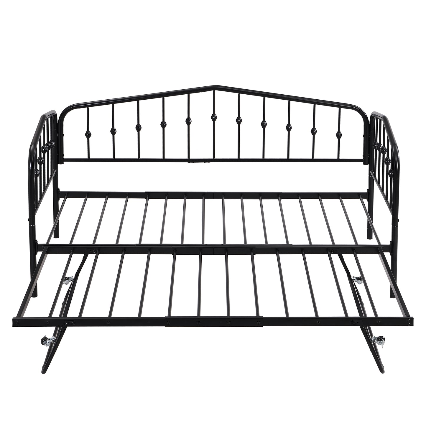 Zee Twin Size Metal Daybed with Twin Size Adjustable Trundle - Black