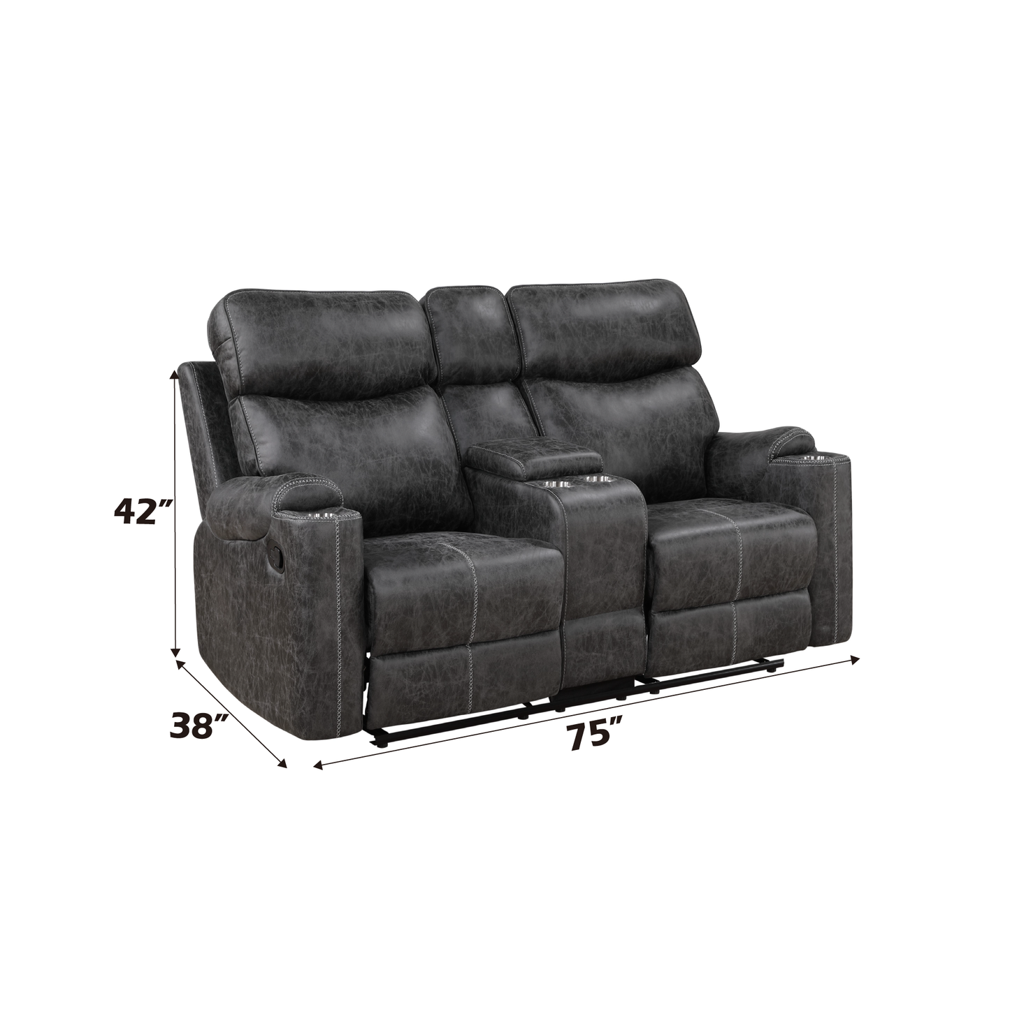 ACME Hirah Motion Loveseat w/Console & USB Port, Dark Gray Polish Microfiber LV02571