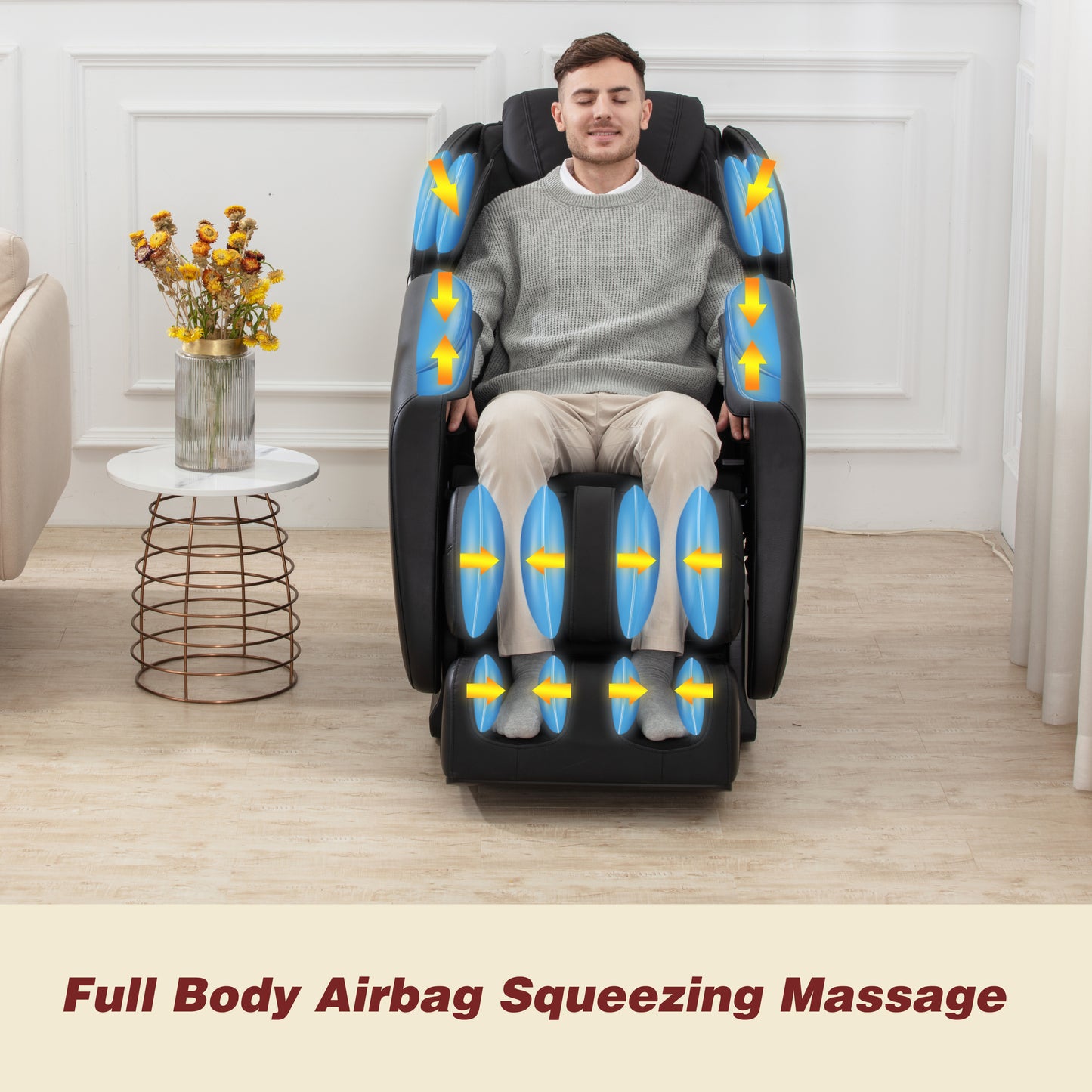 Soothe Sculpt Full Body Airbag Massage Recliner with Bluetooth Speaker - Black